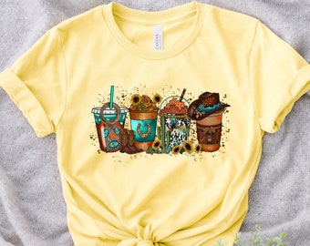 Western Coffee Drink Latte Shirt, Cow Drink T-Shirt, Leopard Cow Boy Cow Girl Coffee Tee, Western Apparel, Western Coffee Design,Cow Western