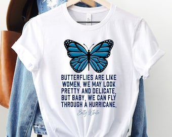 Camiseta de mariposas vintage para un atuendo estético, desgastado o vintage, camiseta gráfica para mujer en tamaño unisex, perfecta para los amantes de las mariposas