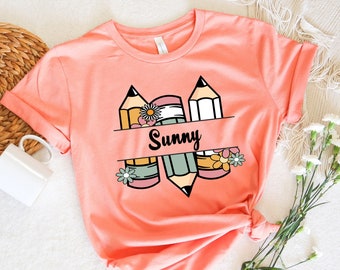 Personalized Pencil Teacher Name Shirt, Back To School Name Shirt, Custom Name Back To School Shirt, Personalized Back To School Kids Shirt