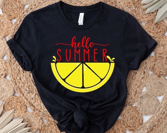 Hello Summer Lemon, Summer Vacation Tee, Lemon Shirt, Beach Lover Shirt, Relaxed Tee Sun Holiday, Summer Lemon T-Shirt, Lemonade Lover Tee