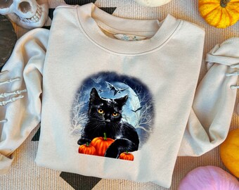 Camisa linda de calabaza de Halloween de gato, camisa de Halloween de gato negro, hermanas de Halloween, camisa de bruja, camisa de espíritu de Halloween, camisa de escuela de maestros