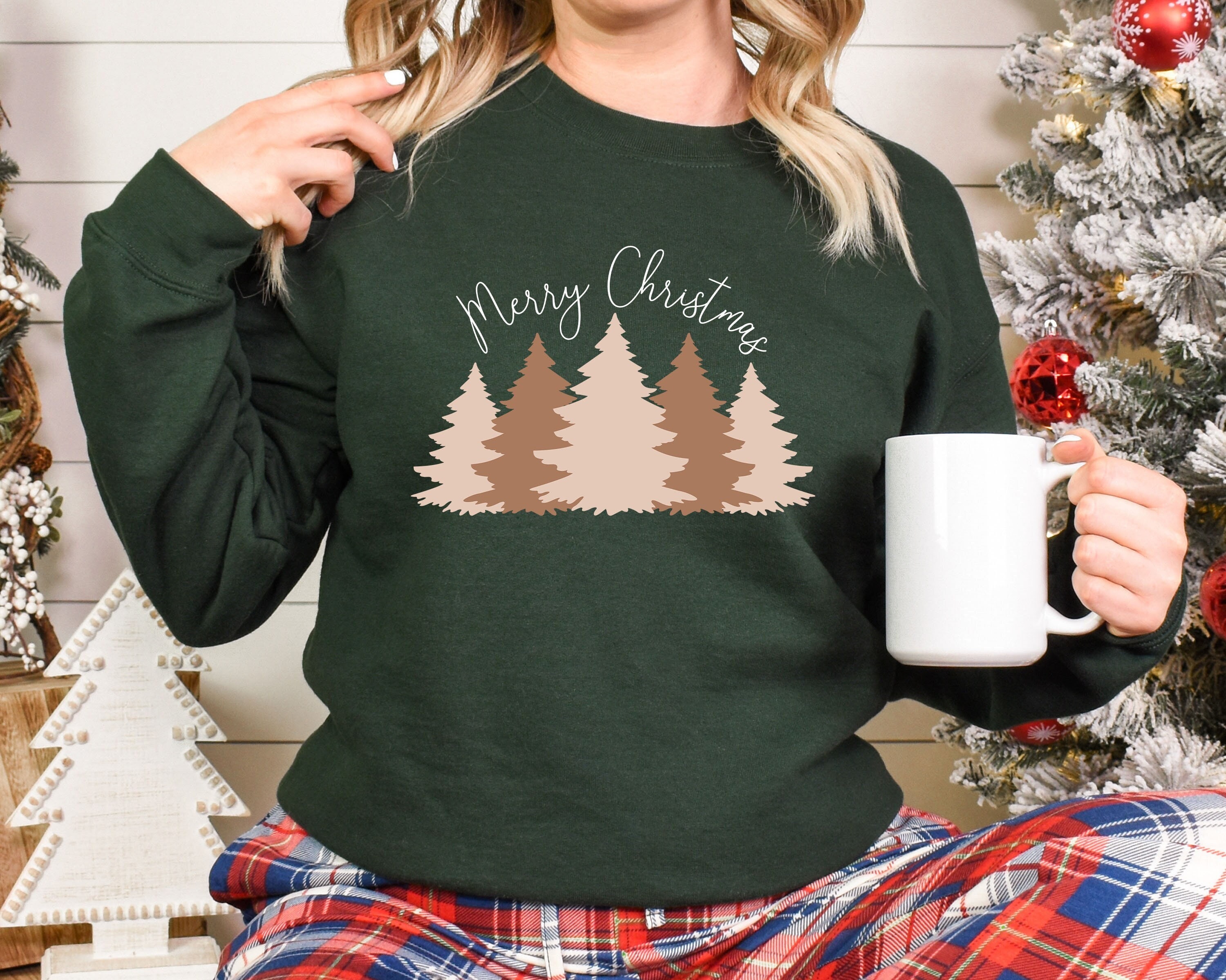 SurBepo Women's Christmas Tree Print Tee - Leopard Plaid Holiday T-Shirt, Soft & Stretchy Short Sleeve Top