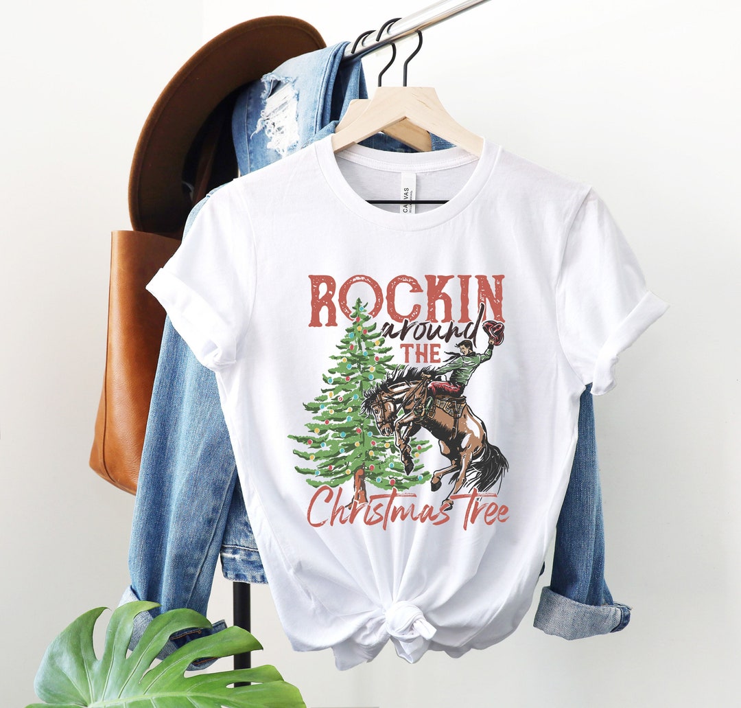 QIANRUO Felpa Donna Howdy: Albero Di Natale Retrò Western, Maniche Lunghe, Casual