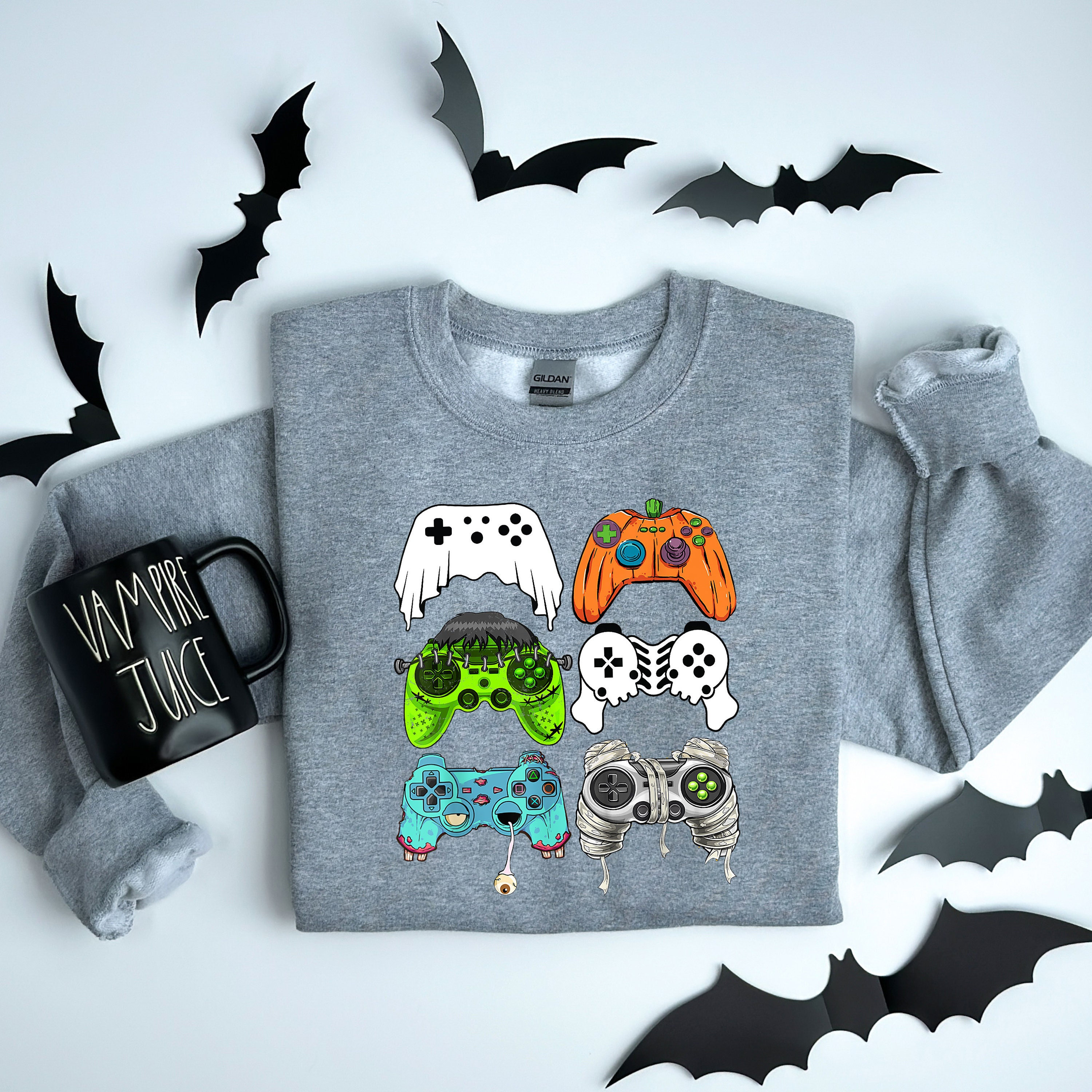 Skeleton Zombie Gaming Controllers Sweatshirt, Halloween Zombie Hoodie, Zombie Sweatshirt, Game Lovers Hoodie, Spooky Season Sweatshirt