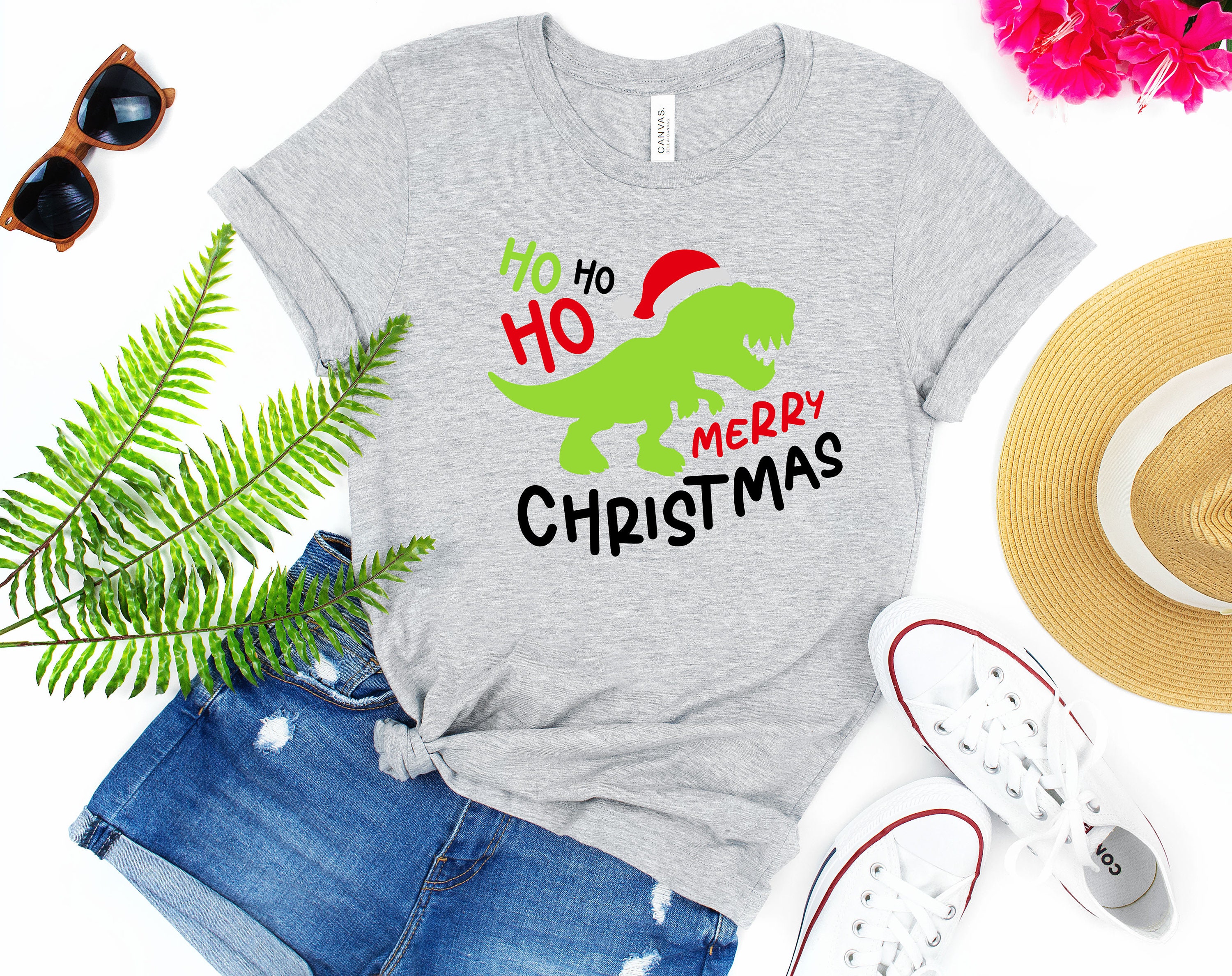 Discover Ho Ho Ho Merry Christmas Dinosaur Shirt, Cute boy Christmas shirt, Funny boy Christmas shirt , Christmas 2021 T-shirt, cute religious tee