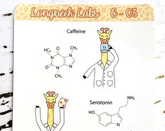 ロングネック博士は感情を持っています | 装飾 | 科学ステッカー | ジャーナルステッカー | かわいい