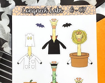 ロングネック博士はハロウィーンが大好き | 装飾 | 科学ステッカー | ジャーナルステッカー | かわいい