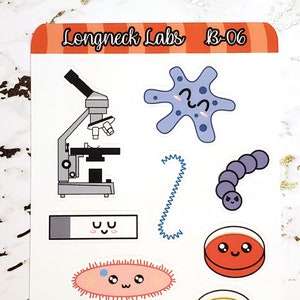 Bajo el microscopio / Decorativo / Pegatinas científicas / Pegatinas de revista / Kawaii