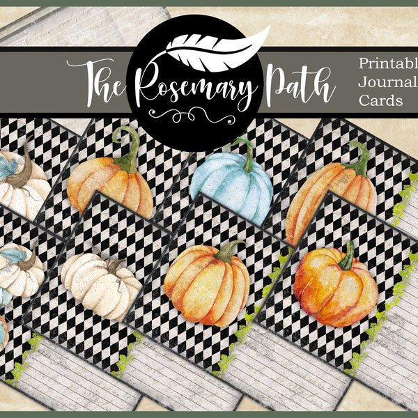 10 Journaling Cards, Harlequin Pumpkin Design, Perfect for Junk Journals, Recipe Cards, Gift Enclosures and MORE!