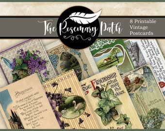 ¡8 postales vintage imprimibles para tu correspondencia, diario basura, álbum de recortes y más!