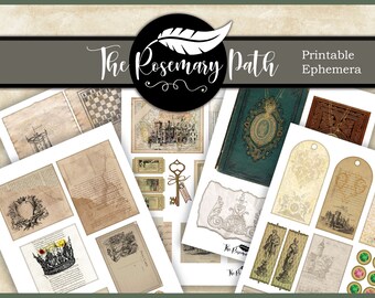 Efímera imprimible de Fantasy Castle Design, perfecta para grimorios y diarios de tarot