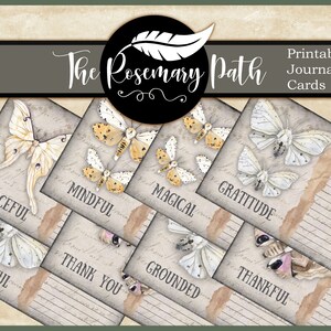 Cartões de registro no diário para impressão Gratidão, Magia e Mariposas - Perfeito para diários indesejados, grimórios, cartões de receitas, caixas de presentes e muito mais!