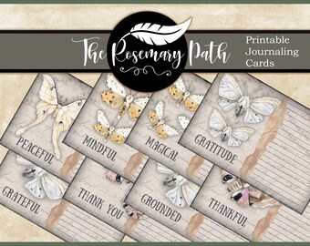 Tarjetas de diario imprimibles Gratitud, magia y polillas: ¡perfectas para diarios basura, grimorios, tarjetas de recetas, cajas de regalo y MÁS!