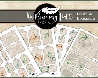 Efímera imprimible de diseño botánico de sueño de otoño, ¡perfecta para diarios basura y planificadores de jardines! Descarga instantánea