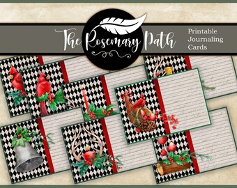 Tarjetas de diario imprimibles con temática navideña: ¡perfectas para diarios basura, grimorios, tarjetas de recetas, cajas de regalo y MÁS!