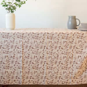 Floral Tablecloth | Block Print Tablecloth | Rectangle Dining Table Cover | Housewarming Present | Valentine's Day Gift | Spring Decor
