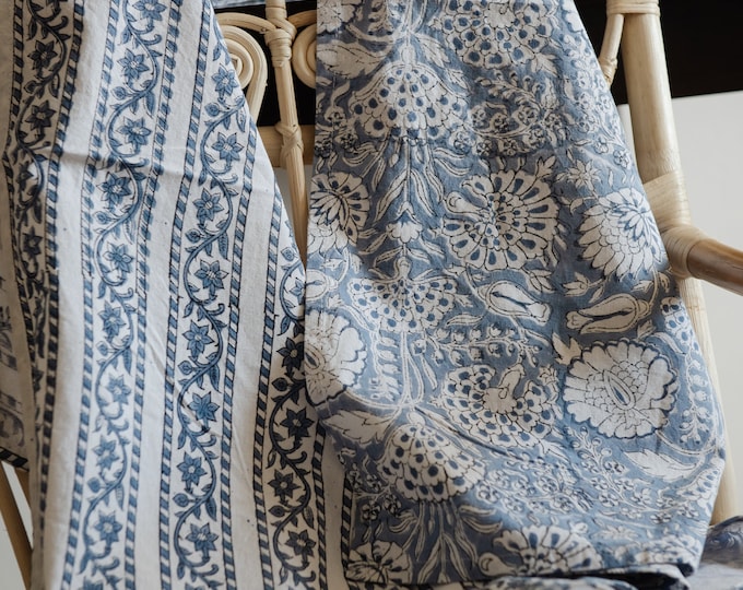 Cotton Tea Towels Block Print Kitchen Towels Dish Cloths Set of 2