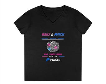 Mahj & Match Mahjong Tiles T-Shirt mit V-Ausschnitt | Mahjong Liebhaber Shirt