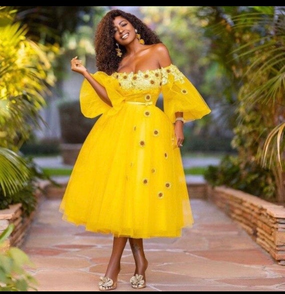 Buy Sunflower Tulle Yellow Dress Online in India 