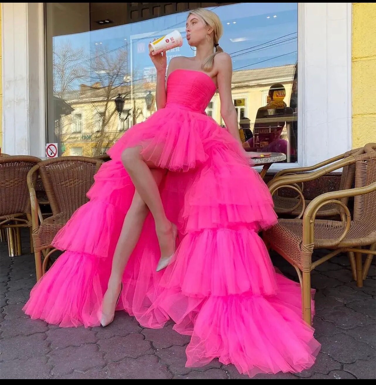 High low tulle gown discount