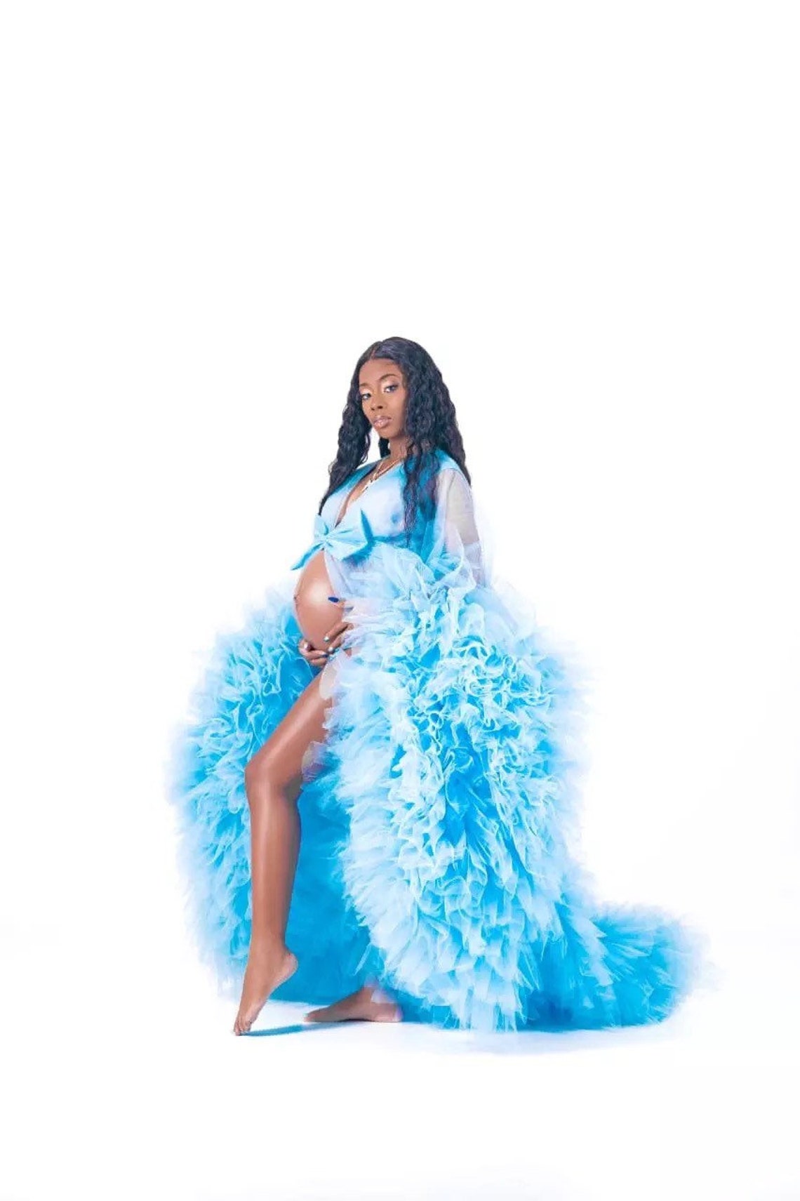 fluffy maternity robe