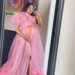 Elegant One Shoulder Tulle Maternity Dresses See Through Sexy Women Plus Size Tulle Maternity Dressing Gowns For Photography 