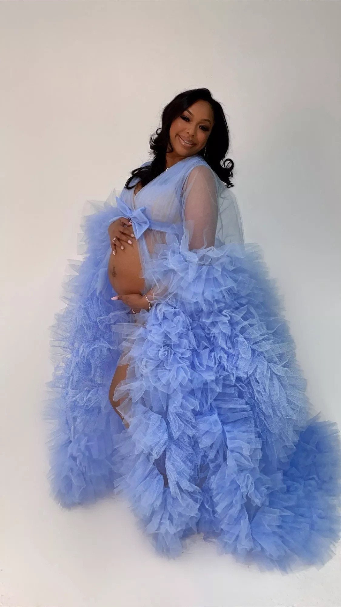 fluffy maternity robe