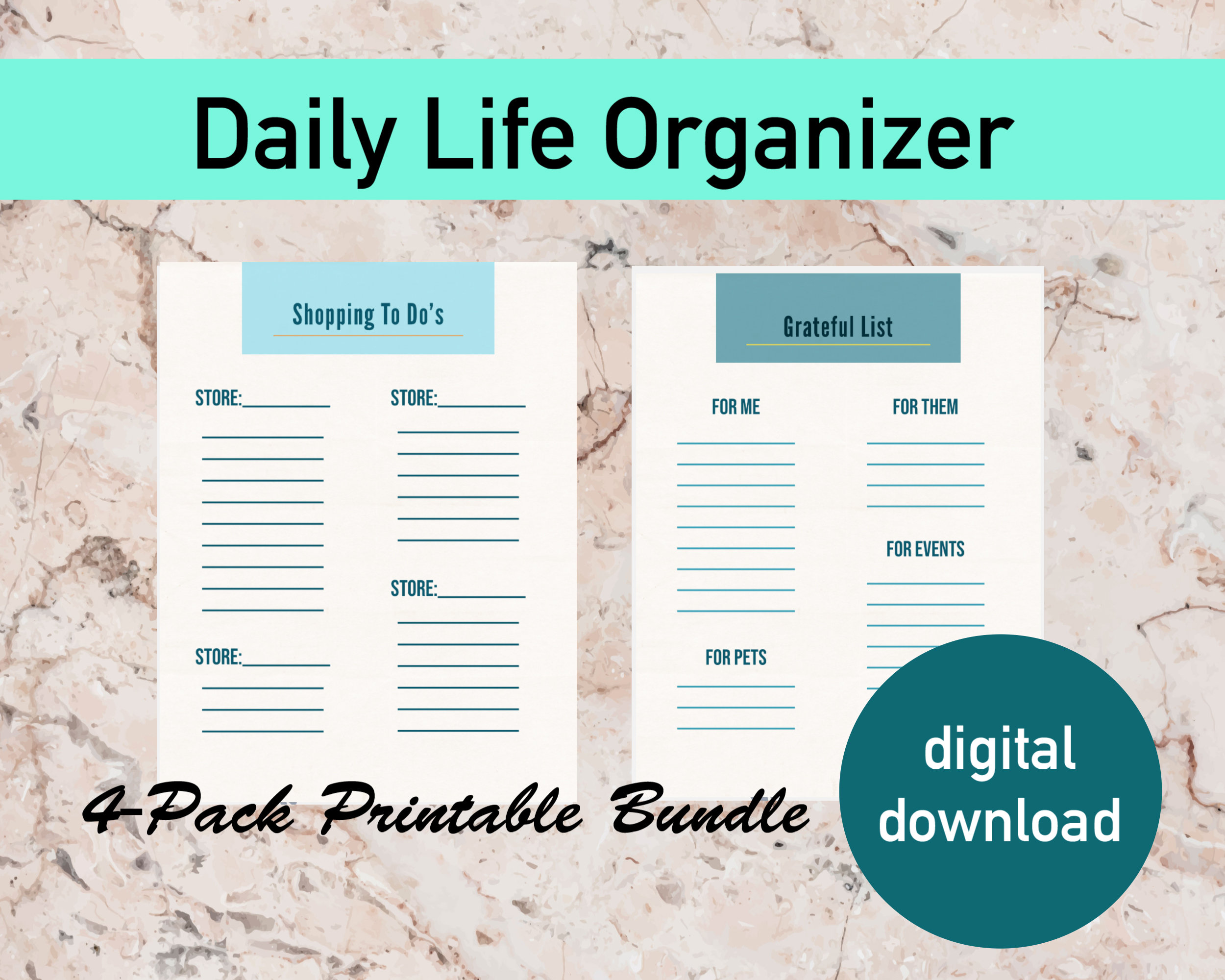 4pack Life Organizer Planner for Shopping and Gratitude Self Etsy