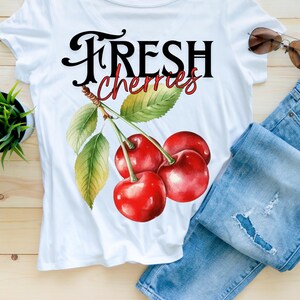 Watercolor Cherries PNG: Clipart, Transparent Background (Digital Download)