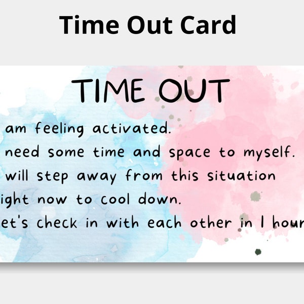 Time Out Card Prompts and Phrase Ideas For Space From a Situation or Conversation