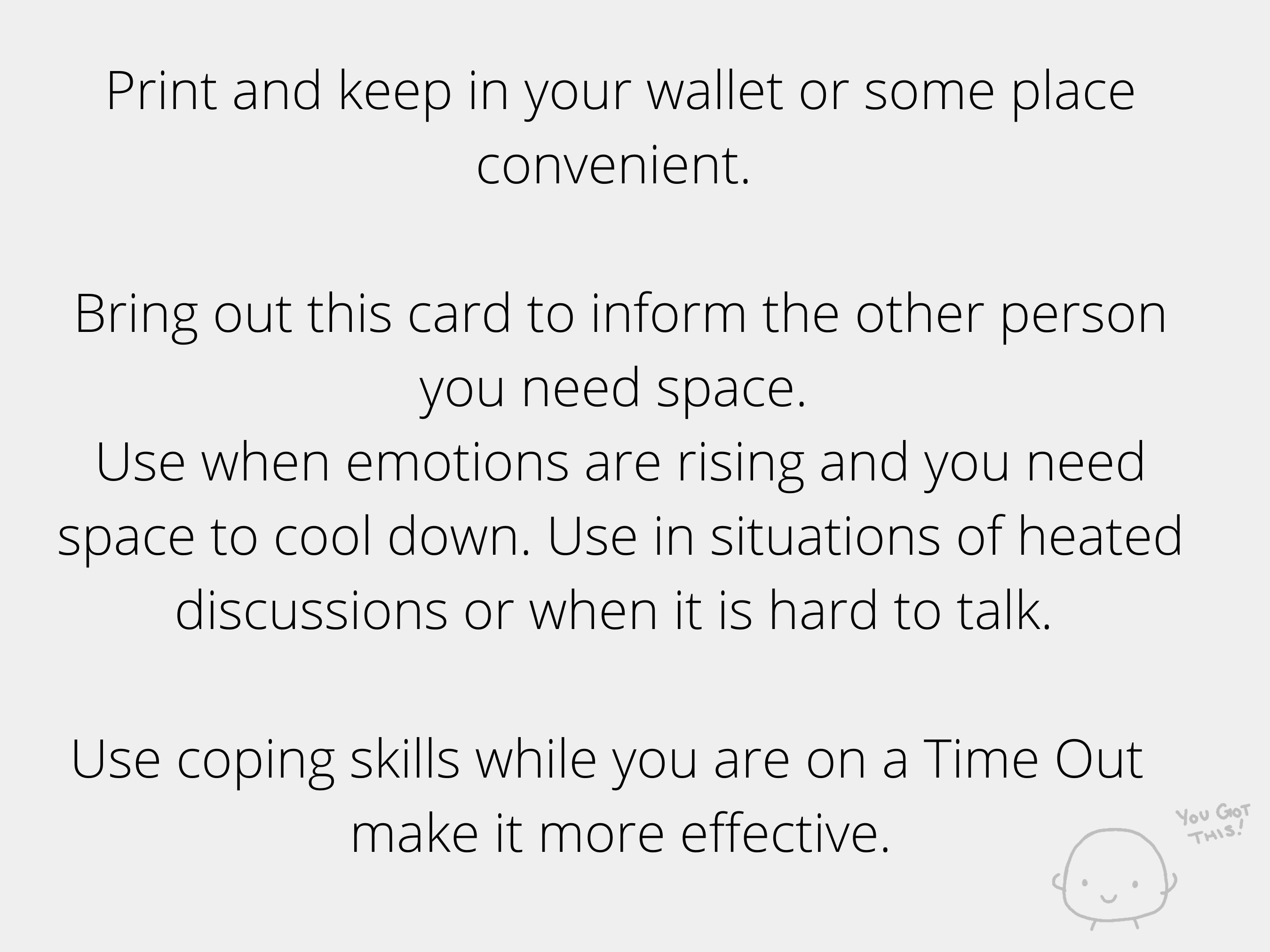 Timout Card Time Out Card for Coping With Conversations in Relationships ...