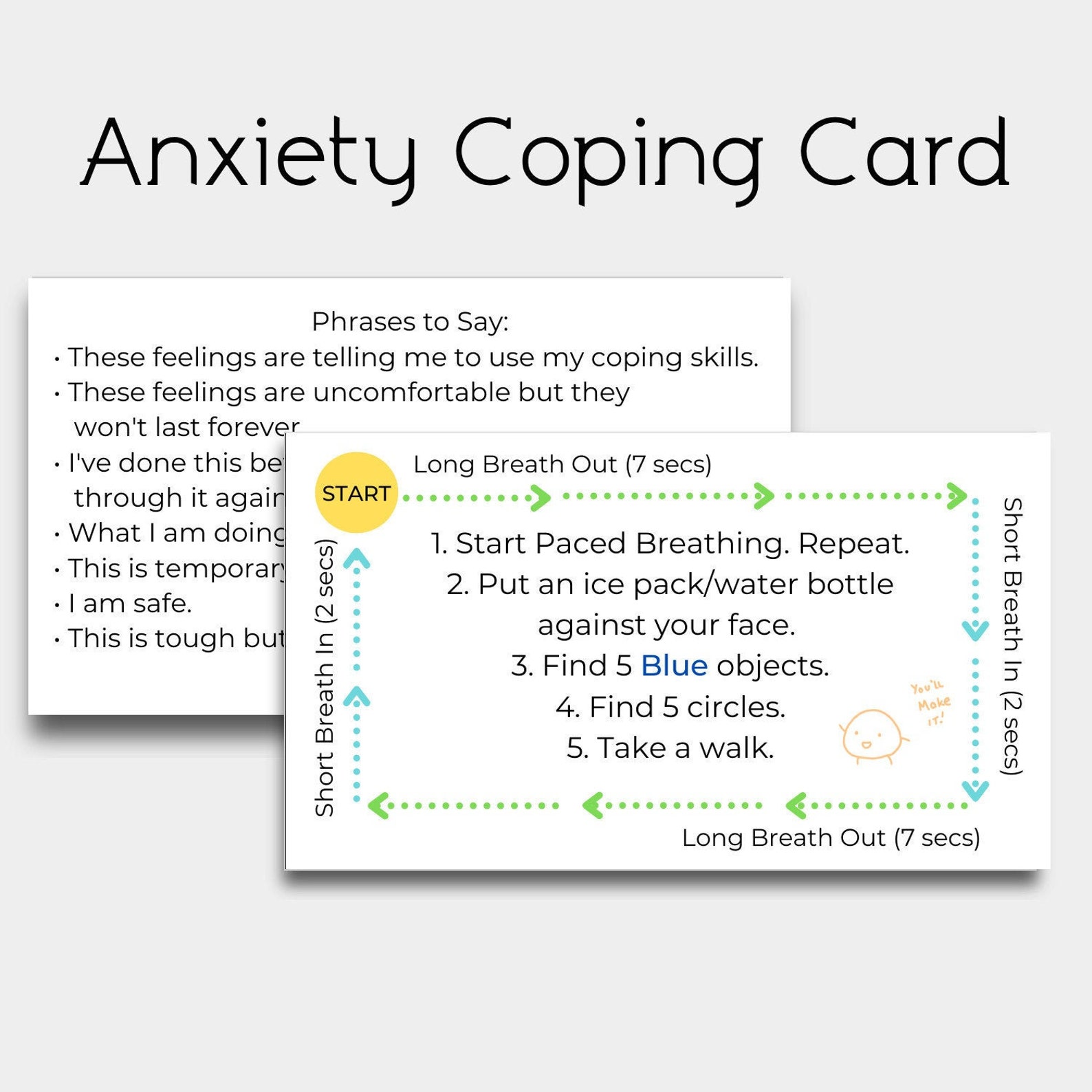 Anxiety Coping Cards With Different Coping Skills and Strategies to