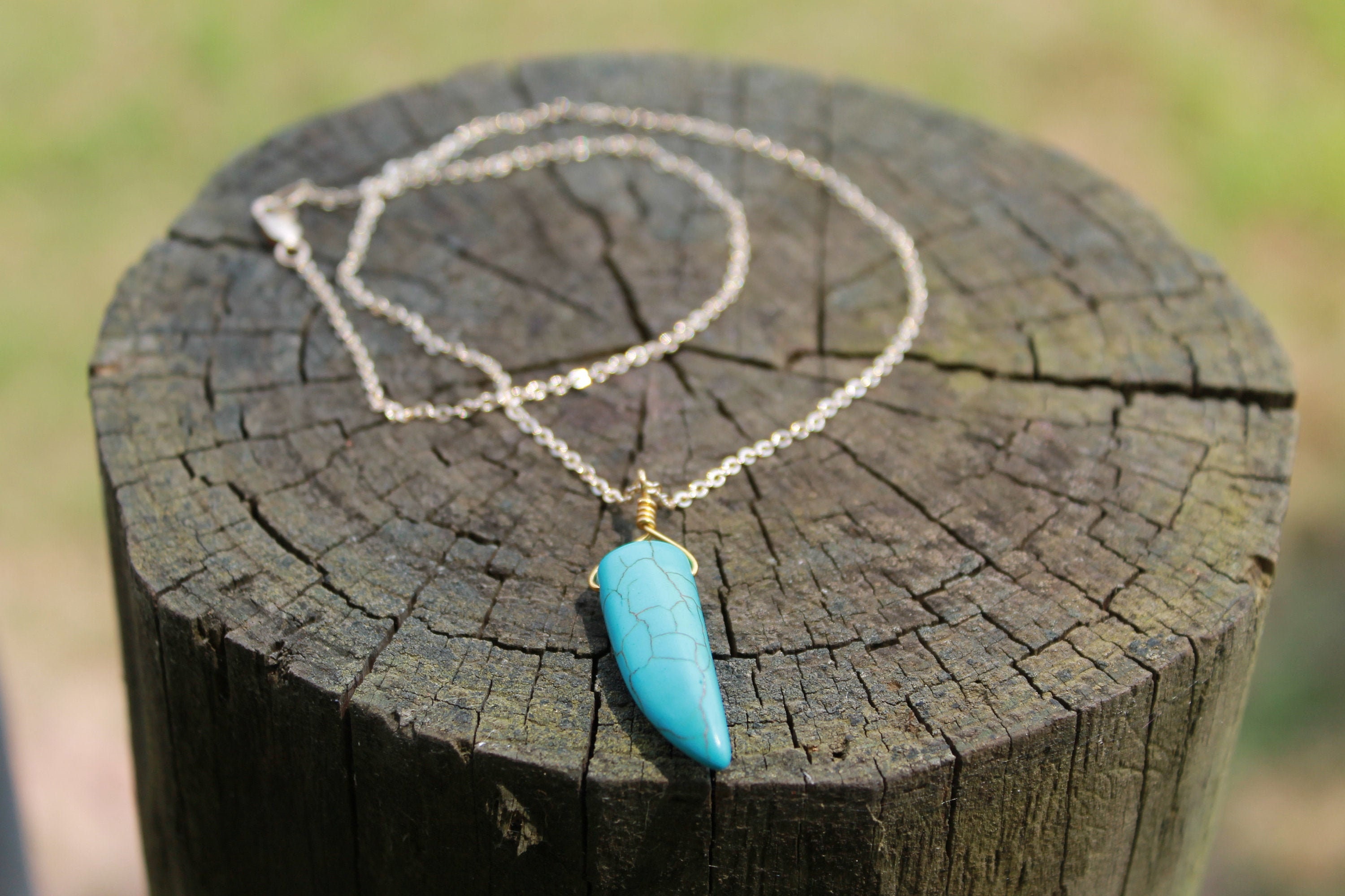 Turquoise charm necklace Etsy