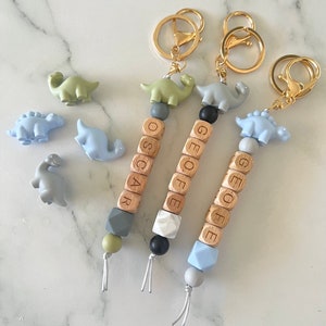 Dinosaur Personalised Keyring| Custom Keychain| Beaded Keyring| Gift for Girl Boy Kids| Christmas | Holiday | Bag Tag | Birthday Gift