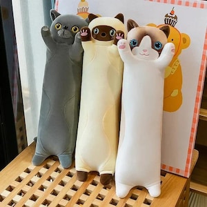 ロングキャットぬいぐるみ抱き枕、シャム子猫用スリーピングクッション