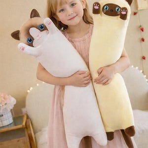 Poduszka do spania dla kota syjamskiego, pluszowa poduszka w kształcie kota