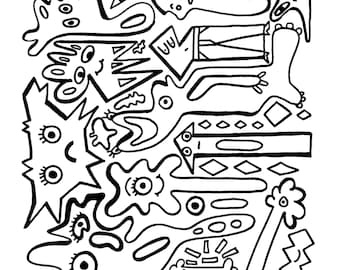 Wacky Hand-drawn Downloadable Coloring Pages Volume 2