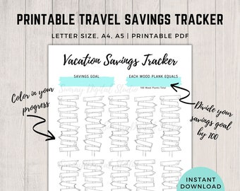 100 tracker dei risparmi di viaggio stampabili, tracker dei risparmi con elenco dei desideri, tracker dei risparmi per i viaggi nel mondo, tracker dei risparmi con lo zaino in spalla, PDF stampabile