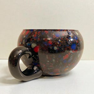 Vintage Bohemian Art Glass Mug – 1970s Czechoslovakia Spatter Glass