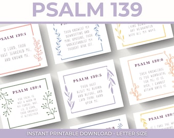 Psalm 139 Scripture Verse Cards: Christian Gift (Printable)