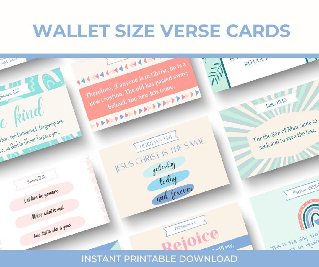 Scripture Memory Cards | Wallet Size Verse Cards | Verse Cards for Kids ...