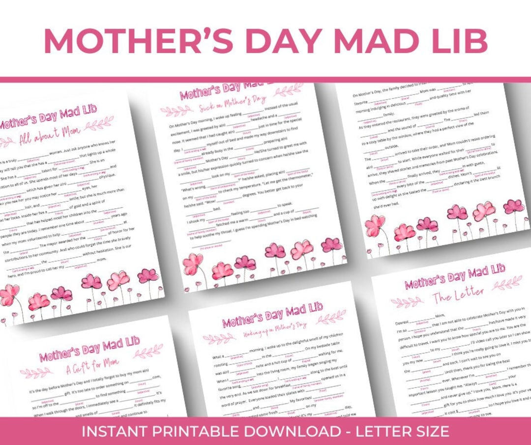 Mother's Day Mad Lib. Printable Games for Kids and Adults. Funny ...