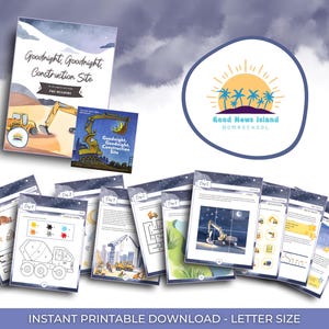 Literature Based Unit Study | Goodnight, Goodnight, Construction Site | Pre-reader | Preschool Book Unit Study | Homeschool Printables