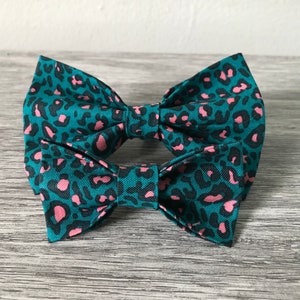 Pink & Teal Leopard Print Bow Tie