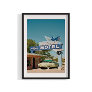 Vintage Motel Sign, Route 66 Photography, Framed Wall Art, Retro Print, Home Decor