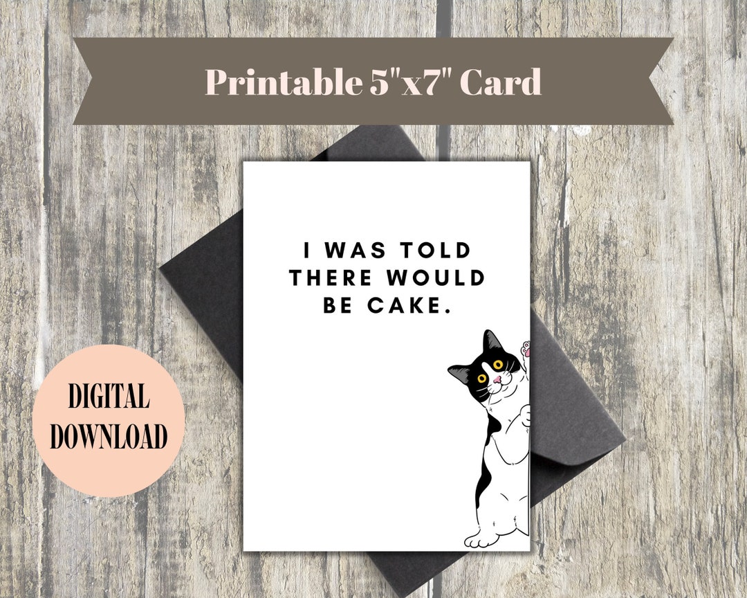 Printable Cat Birthday Card - 5"x7" - Etsy