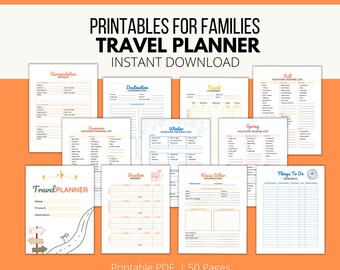 Travel Planner, Vacation Planner, Travel Organizer, Trip Planner, Printable Planner