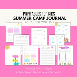 Summer Camp Journal Printable, Camping Book, Camp Diary, Adventure Journal Instant Download
