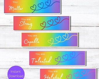 Printable Valentines for Kids | Positive Affirmation Bookmark Valentines for School or Friends