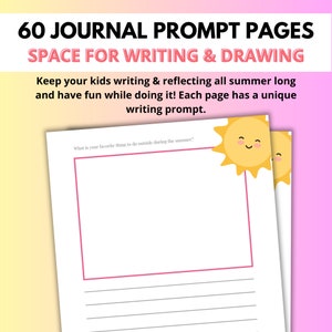 May include: A printable journal prompt page with a yellow sun illustration. The prompt asks "What is your favourite thing to do outside during the summer?"